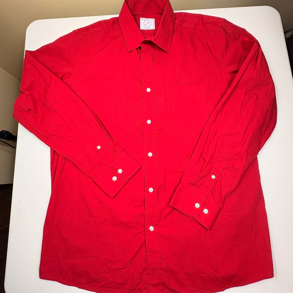 Bespoke New York Men's Red Dress Shirt XL 17–17.5 Classic Fit